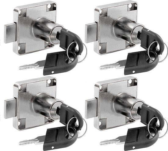 Schlüsselschloss, Tresorschloss, Schrankschloss, Schubladenschloss, Geeignet Für Möbelschränke, Briefkastenschubladen, Home-offices (silber - 4er-pack)
