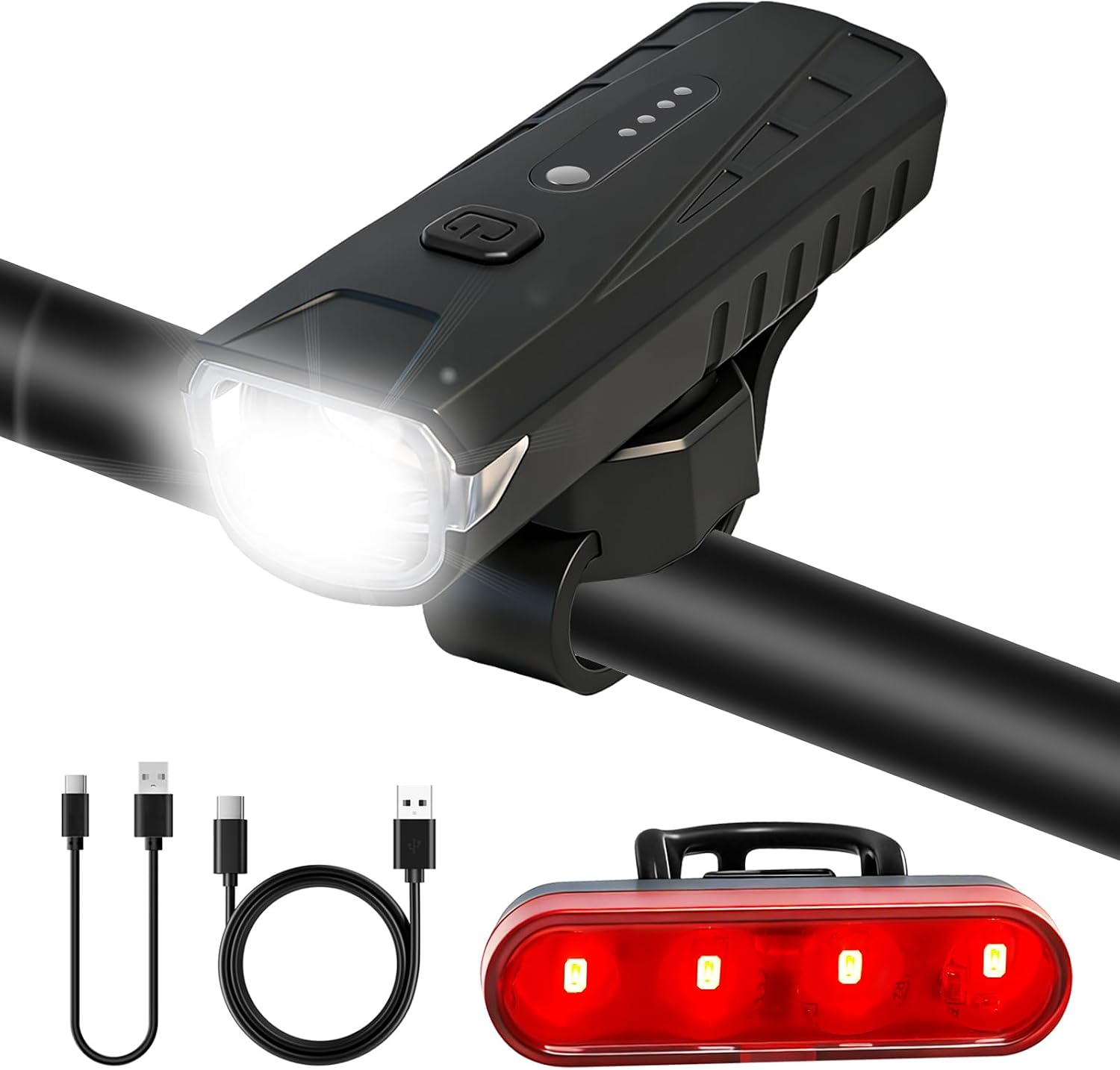 Fahrradbeleuchtung Vorne Und Hinten, 6+4 Modi, Superhelle Led, Usb-aufladbar, Wasserdicht (ipx6), Set Für Nachtfahrten, Camping Und Rucksackreisen