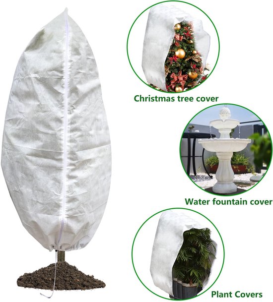 Frostschutzhülle Für Pflanzen, Winddichte Winterabdeckung Mit Reißverschluss/kordelzug, 1,4 M X 2 M Für Palmen, Obstbäume Und Topfpflanzen – Weiß