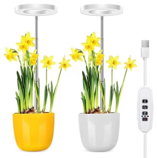 Vollspektrum-led-pflanzenlampe, 10-stufige Dimmung, 360° Drehbarer Arm, 3/9/12-stunden-timer, 2 Lampen