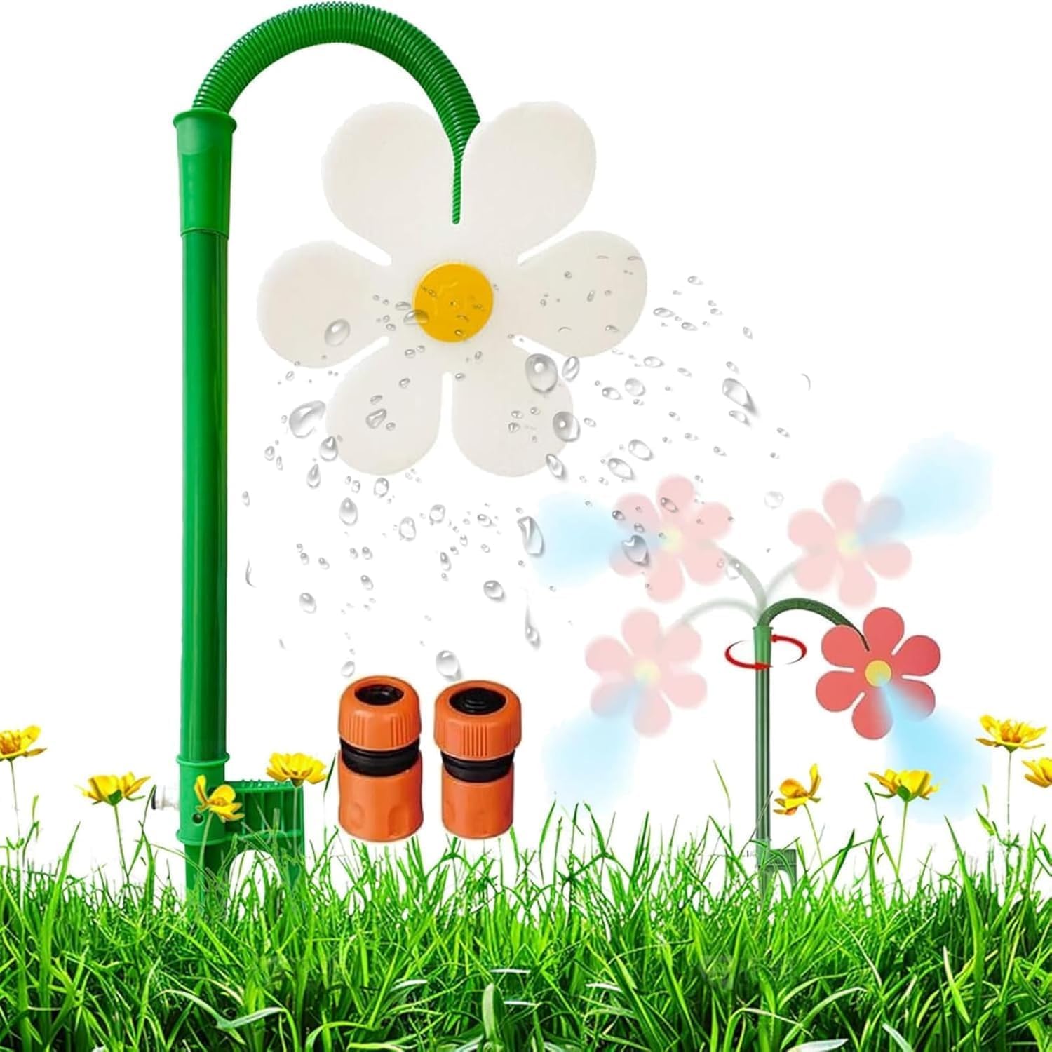 Crazy Daisy Sprinkler – 360° Rotierender, Tanzender Blumensprenger Für Rasen Und Garten – Lustiges Bewässerungsgerät Für Den Garten – Sicher