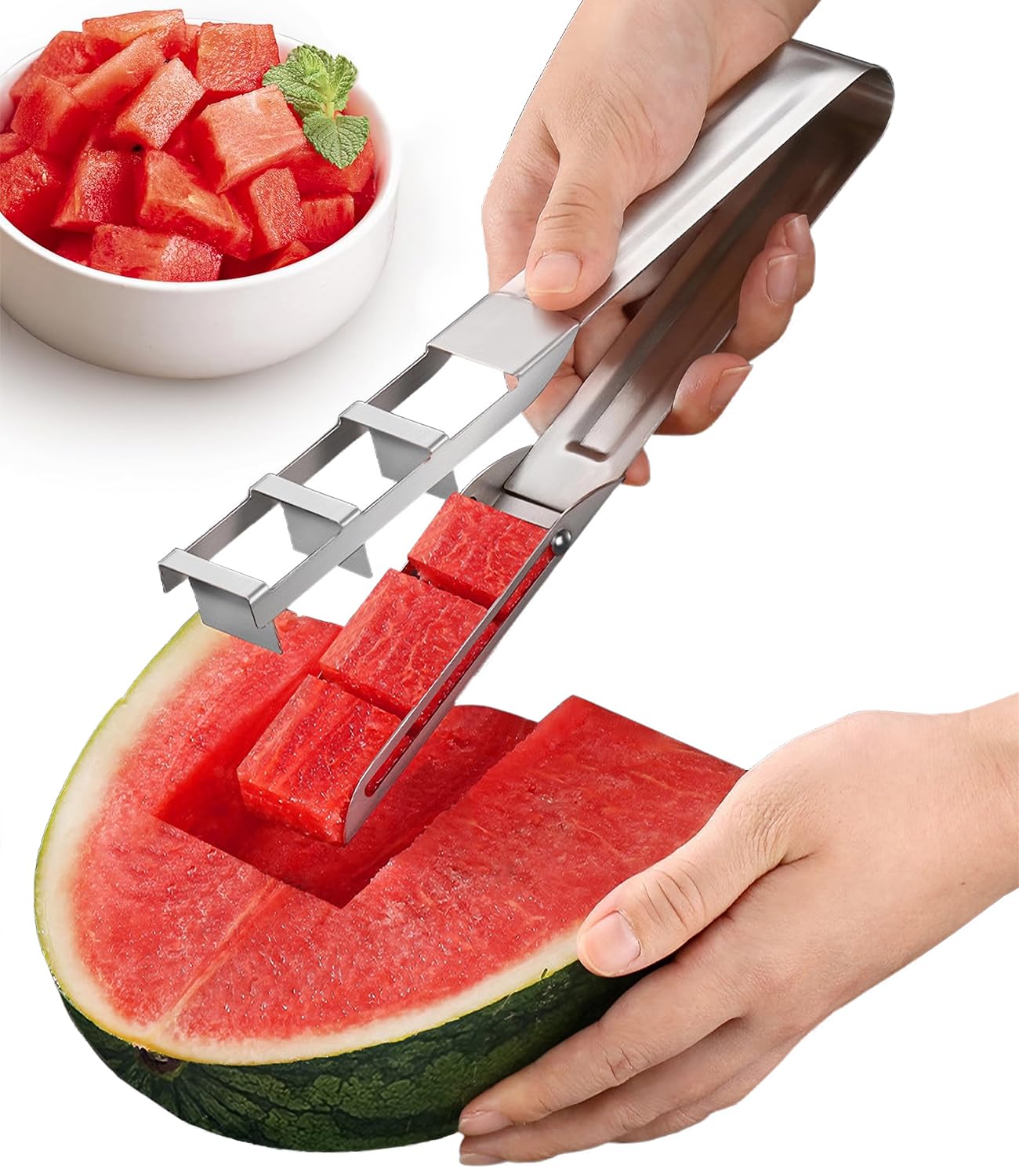 Wassermelonenschneider, Neuer Wassermelonenschneider Aus Stahl, Schnelles Und Sicheres Wassermelonenmesser, Praktisches Obst- Und Gemüsemesser, Melonenentkerner, Küchenhelfer