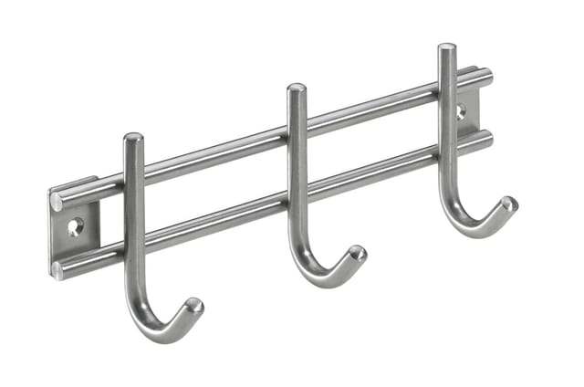 Hettich - Garderobenleiste 3 Haken 22,0 x 8,5 x 5,5 cm Edelstahl Hakenleisten