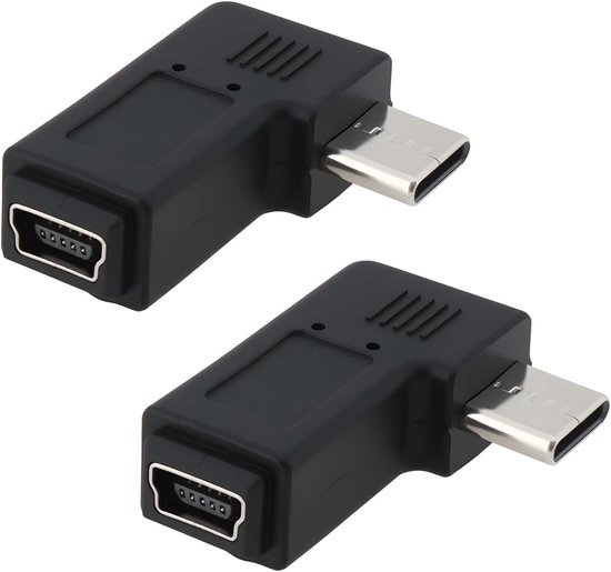 2-port Usb-c Stecker Auf Mini-usb Buchse Adapterkonverter – Schwarz