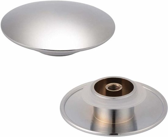 2er-pack Messing-abflussstopfen – Waschbecken-abflussstopfen – Badezimmer-waschbecken-abflussstopfen – 66 Mm Abflussstopfen – Poliertes Messing, Verchromt – Silber