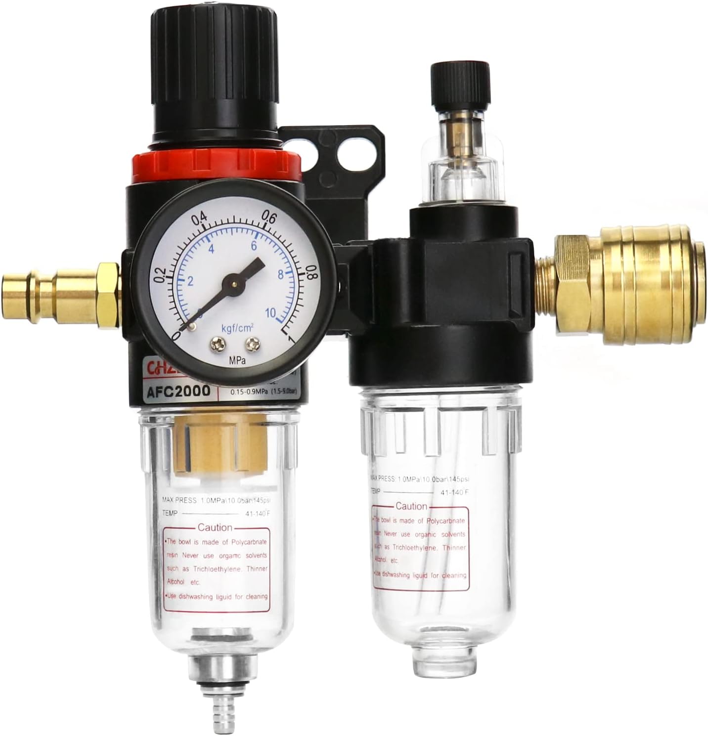Kompressordruckregler, 1/4"-druckluft-wasserabscheider Mit Manometer Für Kompressoren Und Druckluftwerkzeuge