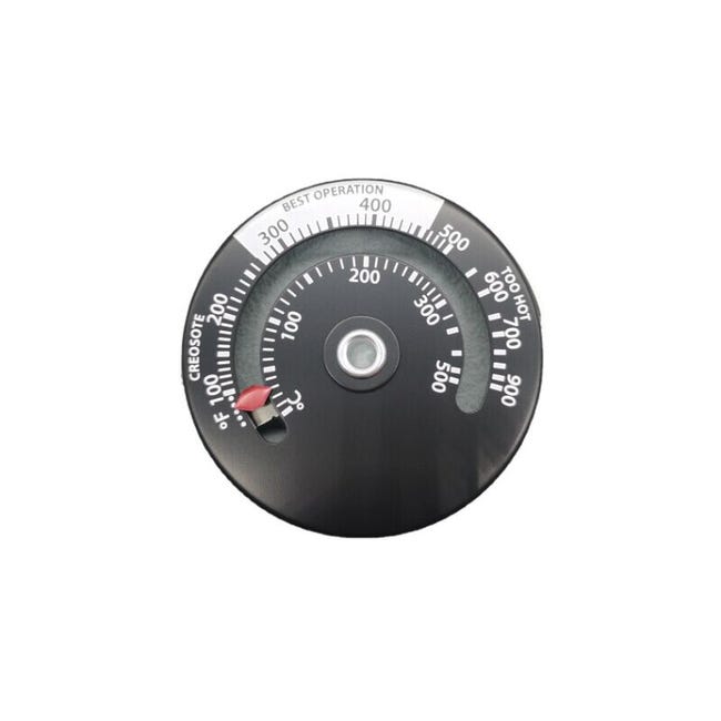 Magnetisches Thermometer Für Holzöfen, Kamine Und Gebläse Mit Sonde Und Hoher Empfindlichkeit (schwarz)