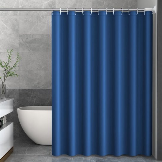 Wasserdichter Und Schimmelresistenter Peva-duschvorhang Zur Verwendung Als Badezimmer- Oder Wc-vorhang, Marineblau, 80 X 180 Cm + Aufhängeringe