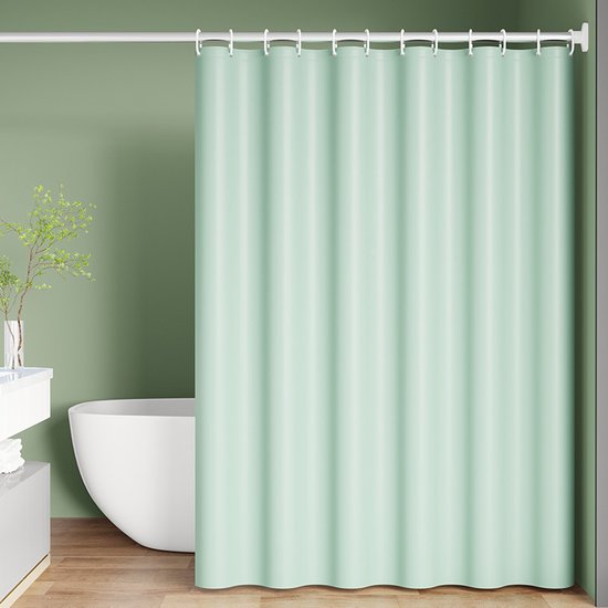Wasserdichter Und Schimmelresistenter Peva-duschvorhang Zur Verwendung Als Badezimmer- Oder Wc-vorhang, Hellgrün, 150 X 180 Cm + Aufhängeringe