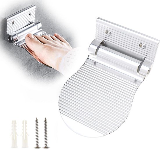 Duschfußstütze Fürs Badezimmer – Aluminiumlegierung – Klappbare Fußstütze/rasiererständer – Beinstütze – Pediküre-fußstütze – Pediküreständer – Fußpflege – Silber