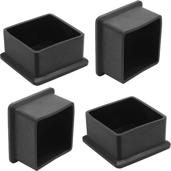 4-teiliger Möbelbeinschoner – Kunststoff – 3 X 3 X 2,7 Cm – Für Küchenstühle, Tische, Esszimmerstühle, Sofas, Betten, Schminktische – Schwarz
