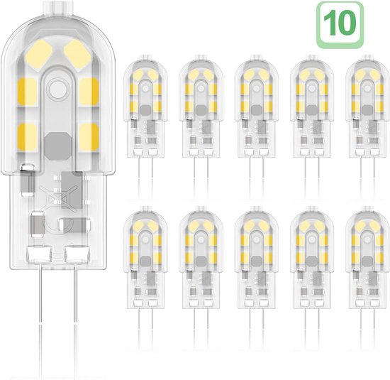 G4 2w Led-lampe, Entspricht Einer 20w Halogenlampe, Warmweißes Licht (3000k), 200 Lumen, 12 Smd-leds, 12v Ac/dc – 10er-packung
