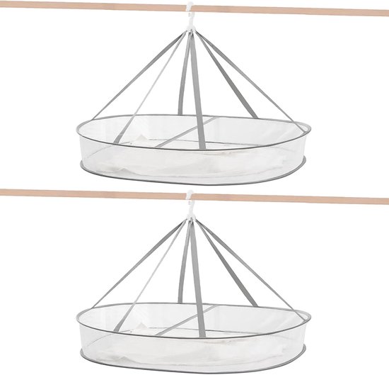 2-teiliger, Einstöckiger, Faltbarer Wäscheständer Aus 80 Cm (31,5 Zoll) Netzgewebe, Platzsparend, Für Pullover Und Wäsche, Mit Interner Befestigung, Für Drinnen Und Draußen