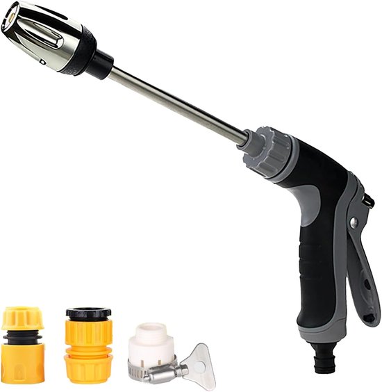 Metallene Autowasch-spritzpistole, Verstellbare Gartenschlauchdüse Mit Knopf Für Autos, Gärten Und Reinigung