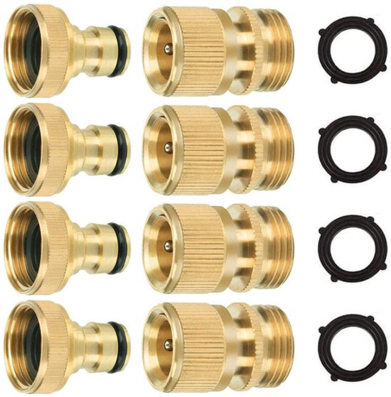 4-teiliges Schnellkupplungsset Aus Reinem Messing, 3/4" Ght Für Gartenschläuche