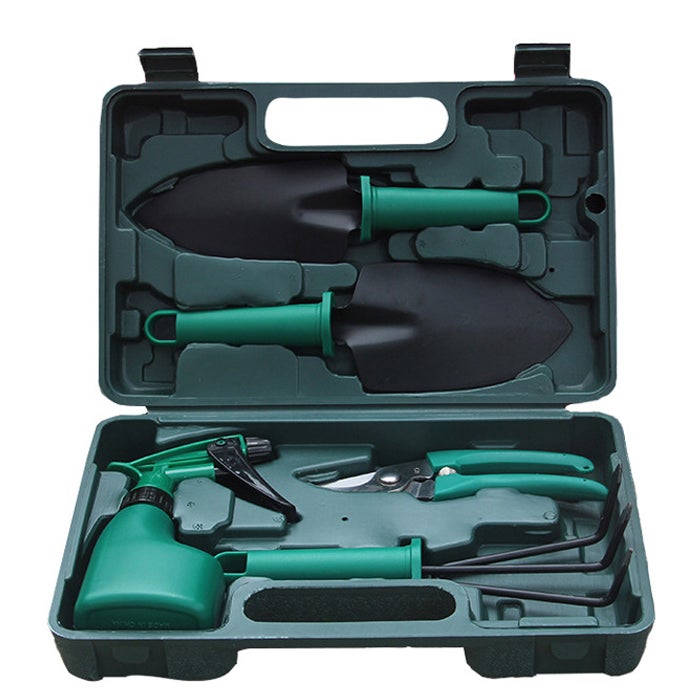 Gartengeräte-set, 5-teiliges Manuelles Werkzeugset Mit Werkzeugkasten, Robustes Gartengeräte-set Für Den Außenbereich Mit Ergonomischen Griffen.