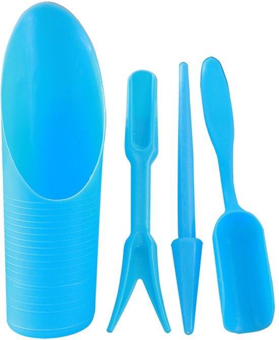 Garten-umpflanzset – Anzuchtwerkzeug – Pflanzenumtopfen – Multifunktionsset – Vierteiliges Set – Blau