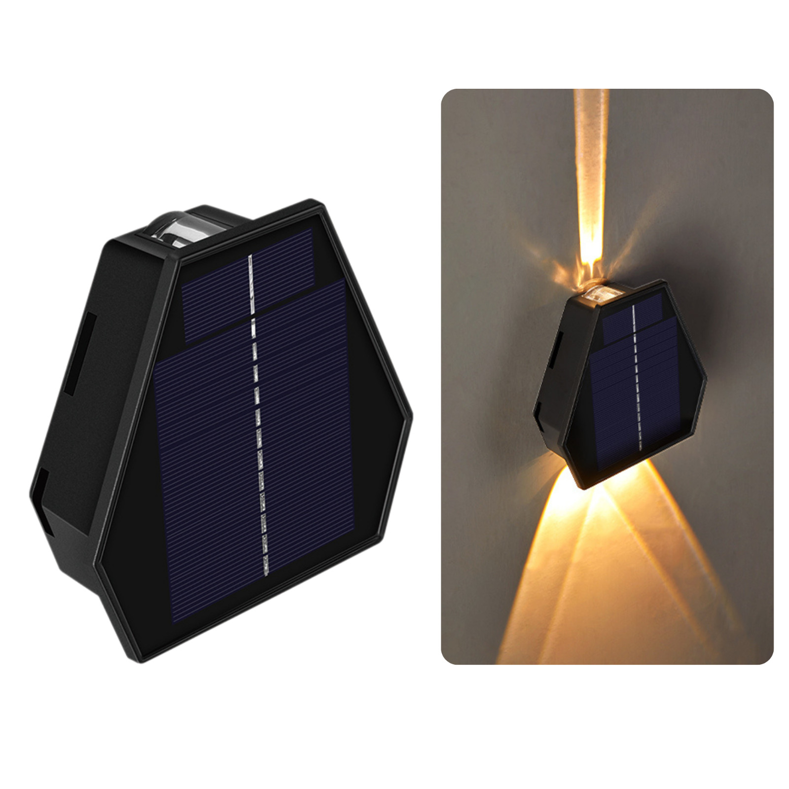 Solarbetriebene Led-außenzaunleuchte, Solarbetriebene Mauerwerksleuchte Oben Und Unten