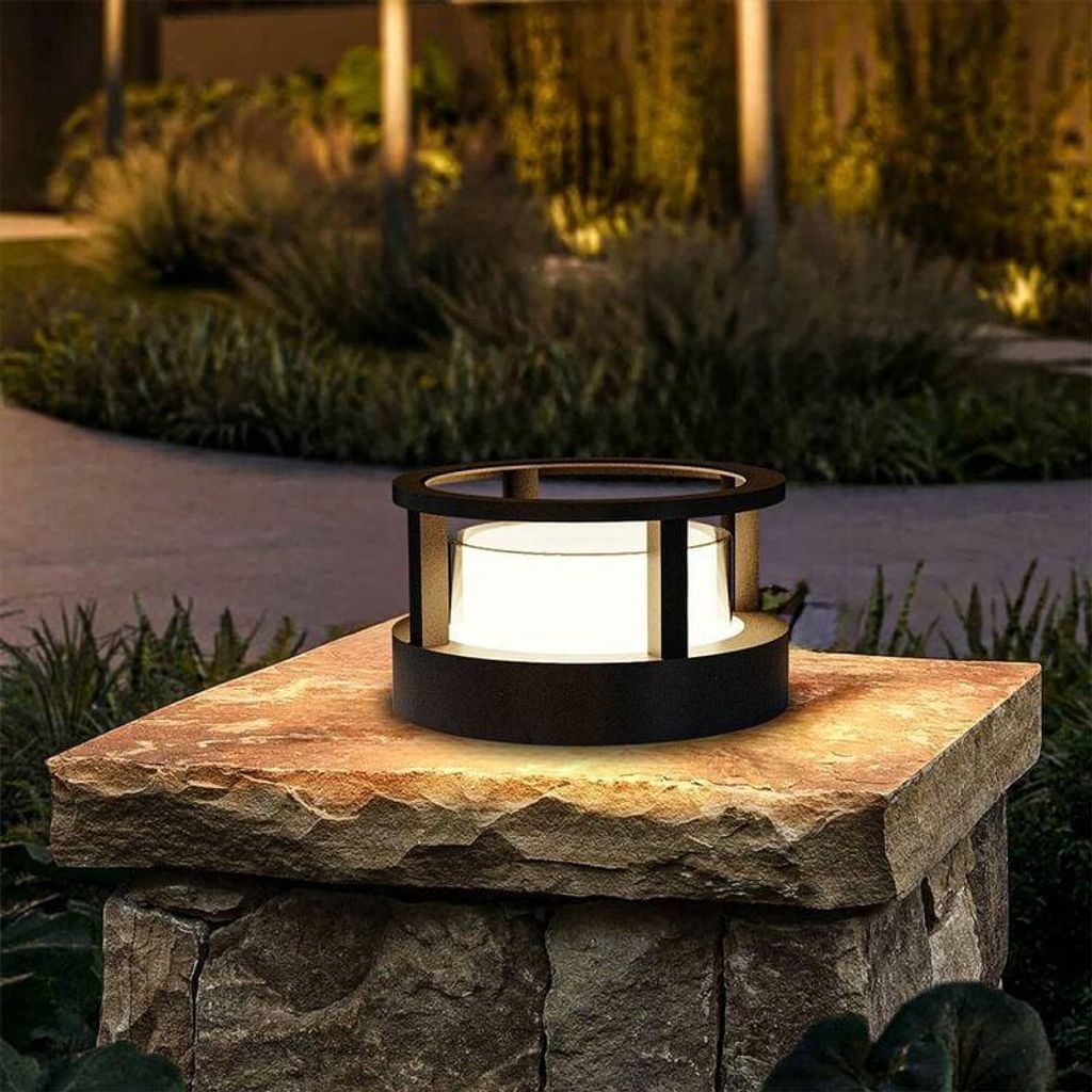 Außenleuchte, 5w Led, Runde Abschirmung, Aluminium, Warmweißes Licht, Geeignet Für Wege Und Terrassen, Schwarz.