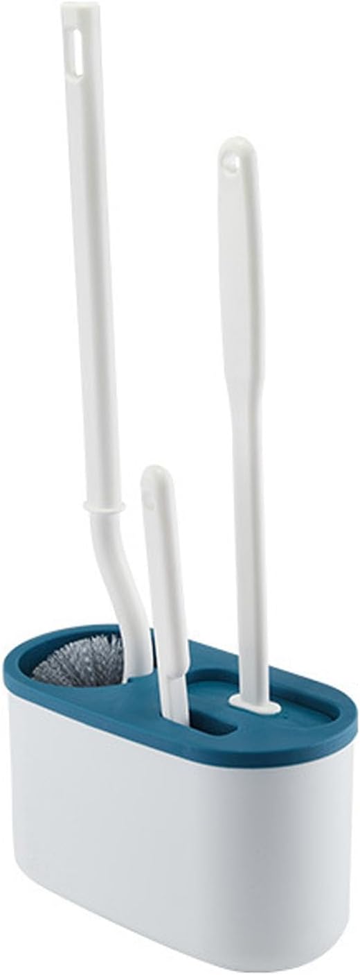 Wc-bürstenhalter-set, Wandmontiertes Wc-bürsten-set Mit Belüftetem Sockel, Langem Griff, Weichen Borsten, Geeignet Für Badezimmer (blau).