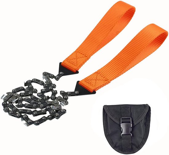 Tragbare Drahtsäge – 11-zahn-handkettensäge Aus Manganstahl Mit Nylongriffen Für Camping (103 Cm) – Orange