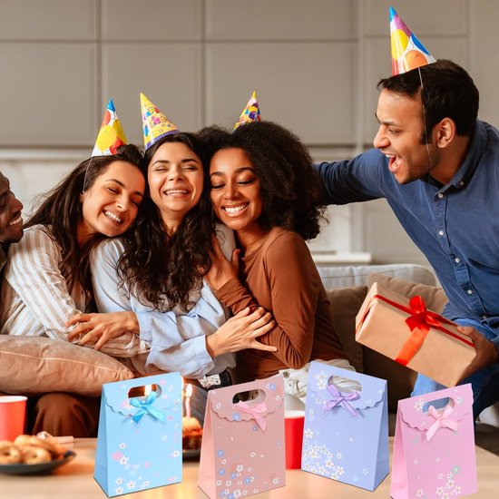 Geschenktüten Aus Papier Mit Henkel Und Sichtfenster, Kleine Geschenktüten Für Süßigkeiten, Kekse, Weihnachten Und Geburtstage (12 Stück, Verschiedene Ausführungen)