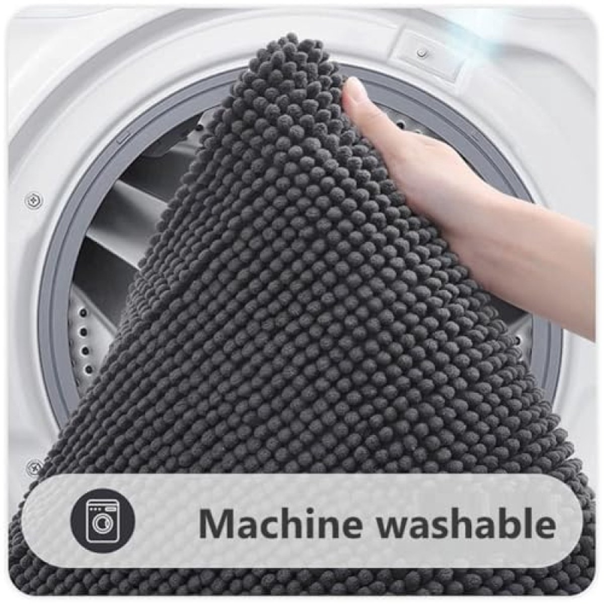 Chenille-badematte 40 X 60 Cm – Weich, Saugfähig Und Rutschfest – Grau
