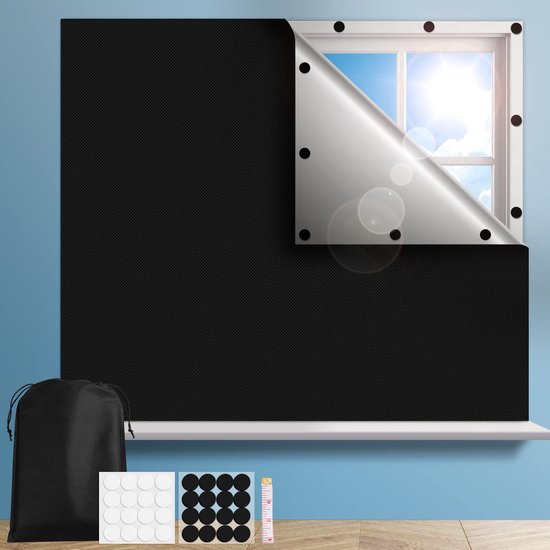 Magnetischer Verdunkelungsvorhang, Kein Bohren Erforderlich, Dachfenster-isoliergewebe – Tragbare Sonnenschutzfolie Für Kinderzimmer (100 X 145 Cm), Schwarz.