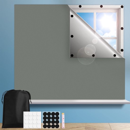 Magnetischer Verdunkelungsvorhang Ohne Bohren, Sonnenschutz Aus Isolierendem Oberlichtgewebe Für Kinderzimmer, 100 X 145 Cm, Grau.