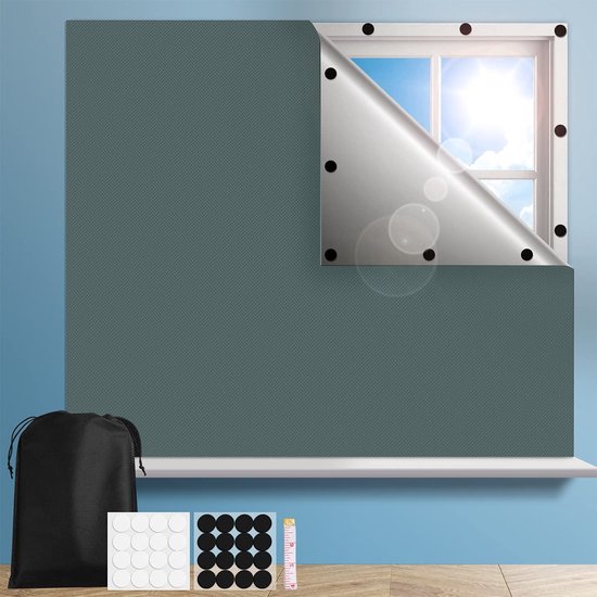 Dunkelgrauer Magnetischer Verdunkelungsvorhang Ohne Bohren, Sonnenschutz Aus Isolierendem Oberlichtgewebe Für Kinderzimmer, 100 X 145 Cm.