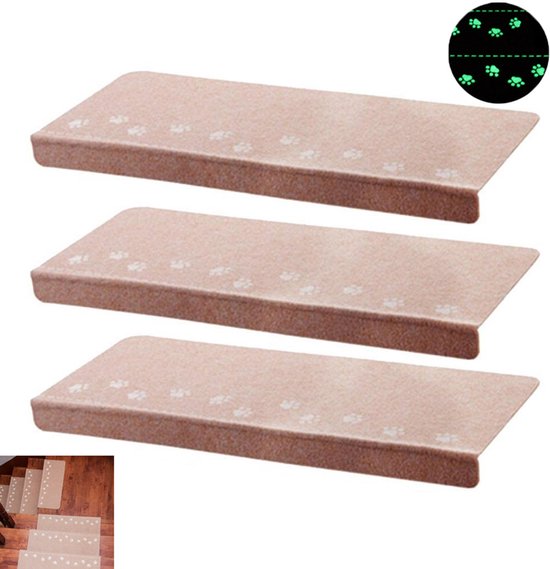 3er-pack Fluoreszierende, Im Dunkeln Leuchtende, Rutschfeste Treppenmatten – Beige
