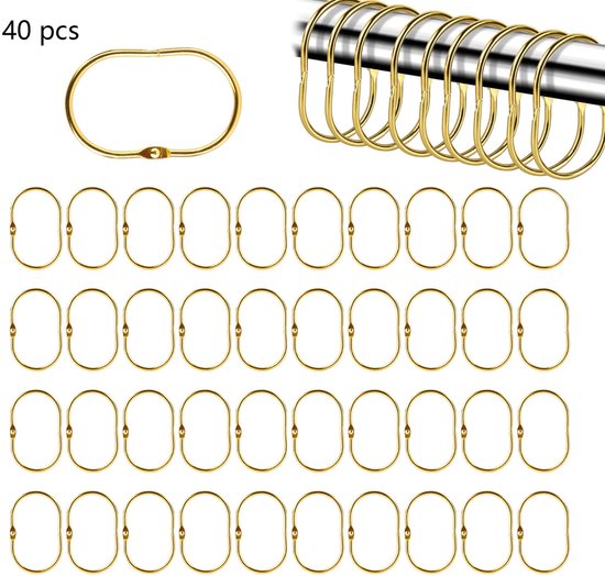 40 Gardinenringe, Metall, 3,8 X 6,5 Cm – Geeignet Zum Aufhängen Von Gardinen Und Duschvorhängen – Gold