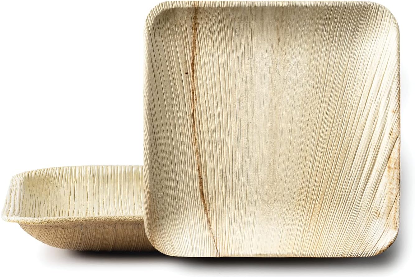 Set Mit 40 Palmblatt-tellern (25 X 25 Cm Und 20 X 20 Cm) – Set Mit 20 Biologisch Abbaubaren Palmblatt-tellern – Einweggeschirr – Bambusgeschirr