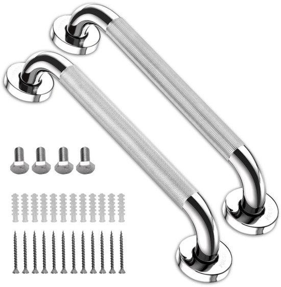 Wandhaltegriff – 2 Stück – 50 Cm – 25 Mm Rohrdurchmesser – Silber – Sicherheitshilfe Für Senioren – Bad, Küche, Treppe – Montagematerial Inklusive
