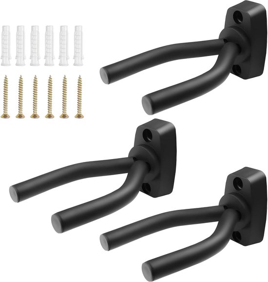 Gitarrenhalterungen Zur Wandmontage – 3er-set – Schwarz – Für Akustikgitarre, Konzertgitarre, E-gitarre, Bass, Ukulele