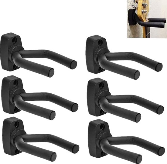 6-teiliges Set Wand-gitarrenhalter & Haken (schwarz, 13x6,5x3,5cm), Instrumentenständer Aus Metall Und Schwamm.
