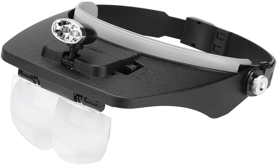 4 Austauschbare Linsen – Kopfbandlupe Mit Led-beleuchtung – Lupe – Vergrößerungsglas Inklusive – Linsenset – 26 Cm