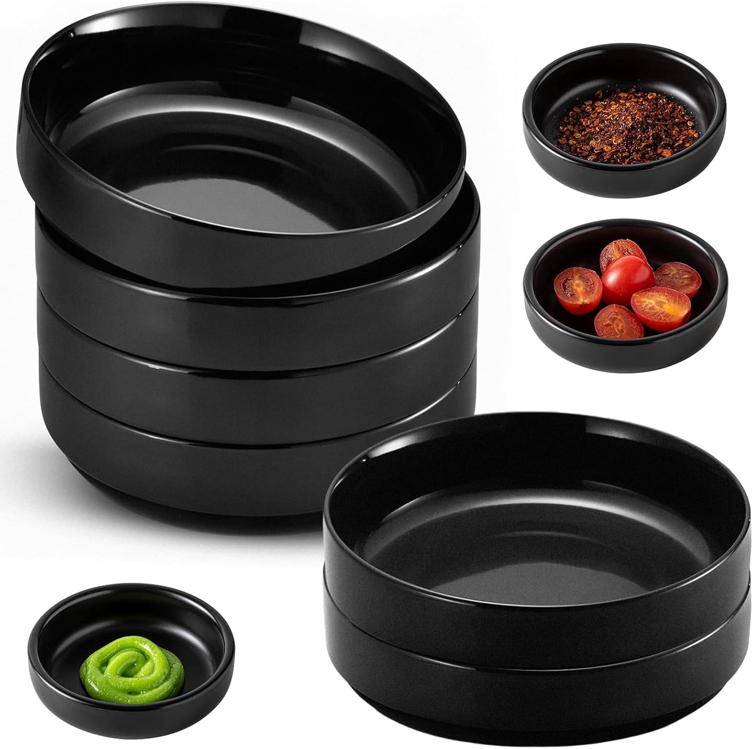 Saucenschälchen – Runde Tapas- Und Saucenschälchen 8,6 X 2,5 Cm – Mini-dipschälchen – Sojasaucenschälchen – Mattschwarze Espressotasse – Sojasauce – 8,6 X 2,5 Cm
