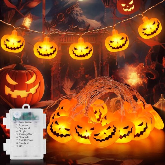 Halloween-lichterkette – 6 M – 40 Leds – Mit Kürbis Und 2 Modi – Wasserdicht – Halloween-dekoration – Für Drinnen Und Draußen – Batteriebetrieben