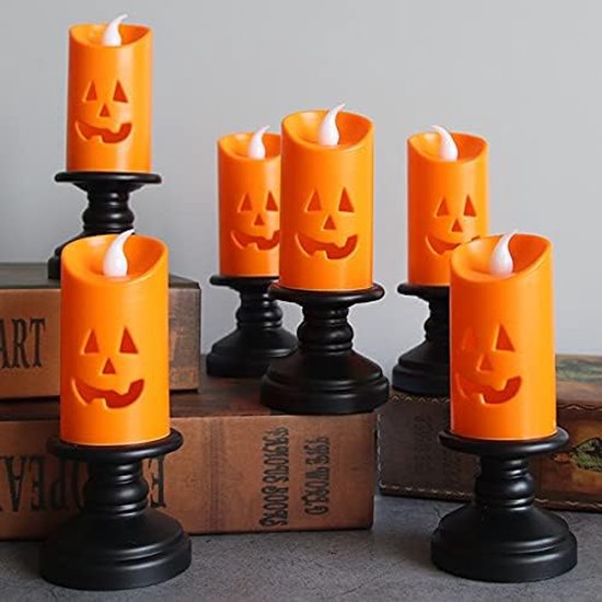 Halloween-kürbis-led-lichterset – 12-teilig – Kürbis- Und Geisterdesign – Flammenlose Teelichter – Batterien Enthalten – Sichere Stimmungsbeleuchtung – Für Den Innen- Und Außenbereich