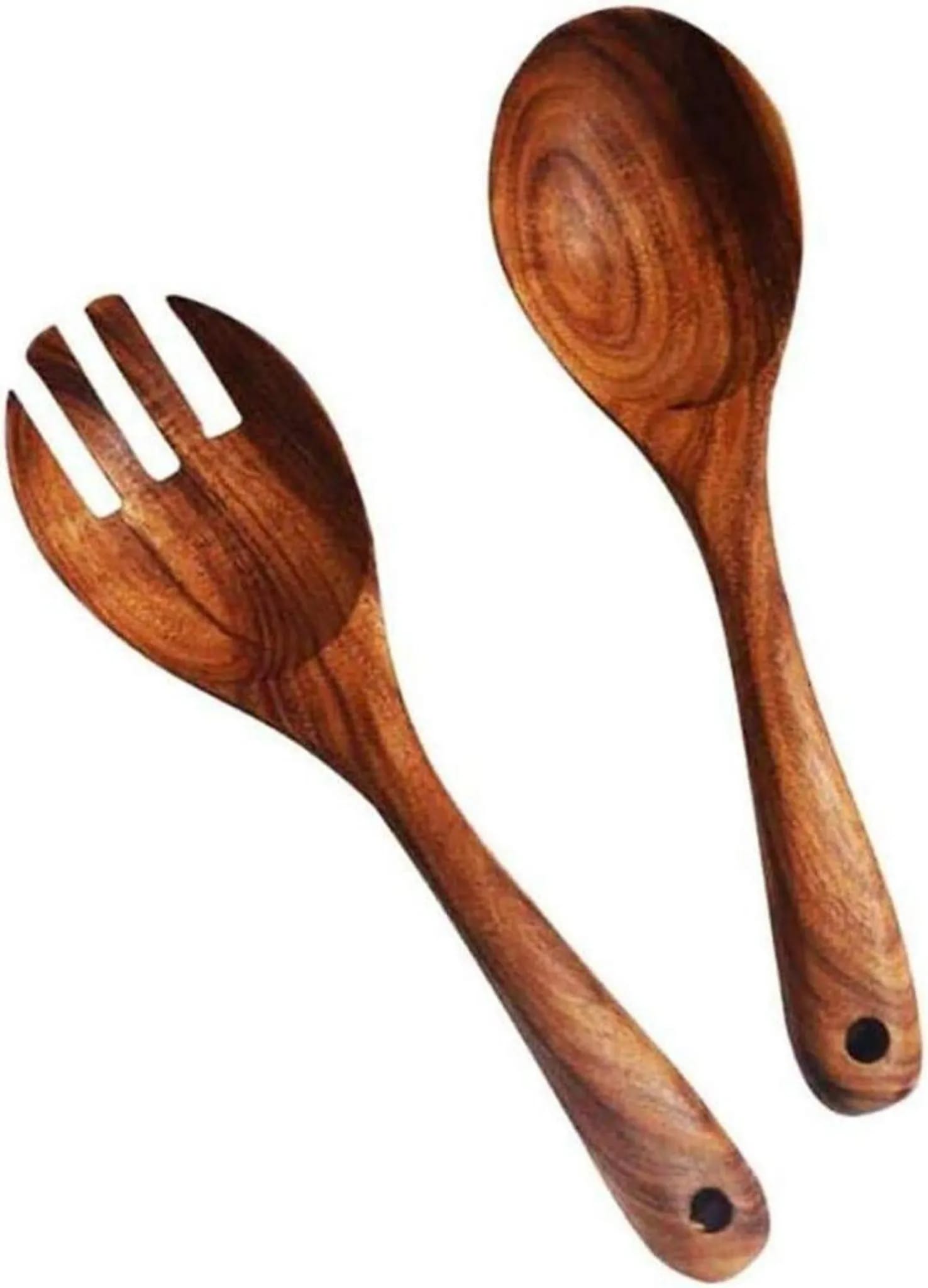 2-teiliges Küchengeschirr-set Mit Langen Griffen - Essgeschirr-set Aus Holz