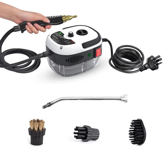 2500w Tragbarer Handdampfreiniger (220v) - Tiefenreinigungsgerät Für Teppiche, Böden Und Autos Mit 3 Bürstenköpfen (weiß)
