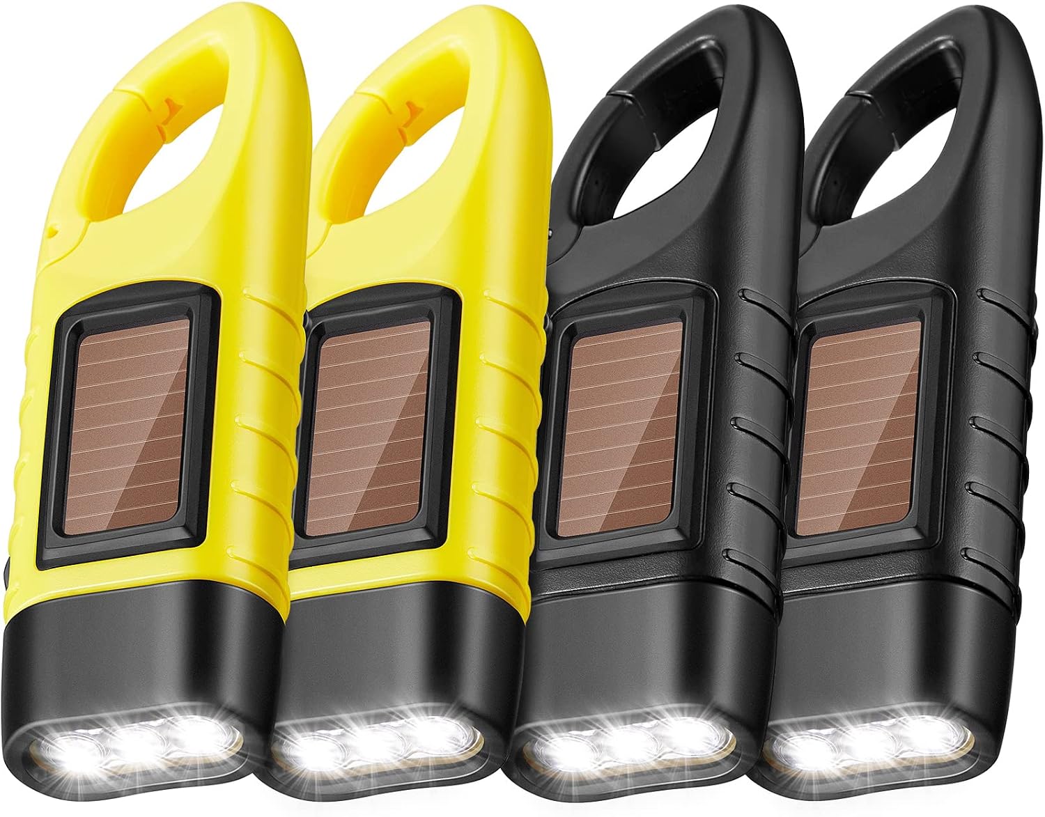 4er-pack Solarbetriebene Taschenlampen, Notfalltaschenlampen, Wiederaufladbare Led-taschenlampen, Survival-kits, Selbstladende Taschenlampen, Camping-taschenlampen – 4er-pack