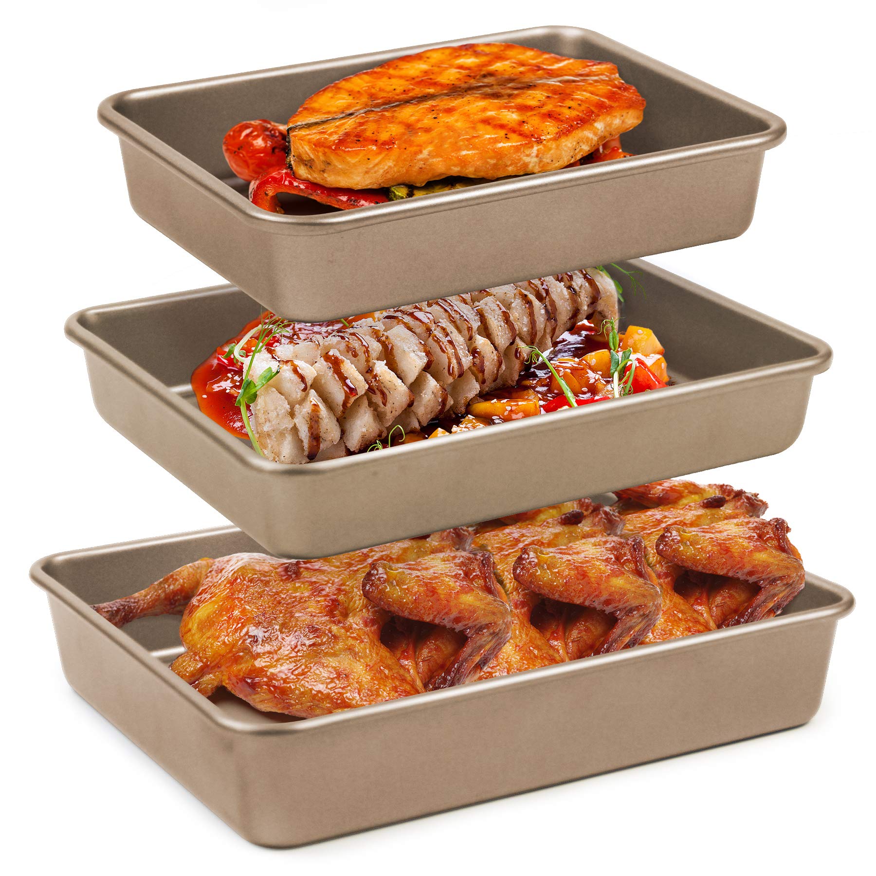 Set Aus 3 Tiefen Backformen - Rechteckige Antihaftbeschichtete Ausstechformen (9, 11, 13 Zoll) - Geeignet Zum Backen Von Brot Und Zum Toasten.
