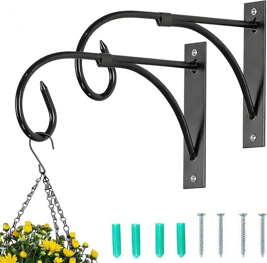2 Hängekorbhalter: Metallhaken Für Den Garten, Geeignet Für Wandpflanzen, Zaunlaternen Und Vogelfutterhäuschen – Schwarz, Robust