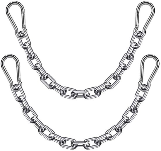 2-teilige Hängesesselketten 65x4x1cm, Für Hängematten, Schaukelstühle, Verandaschaukeln, Boxsäcke, Aerial Yoga - Silber