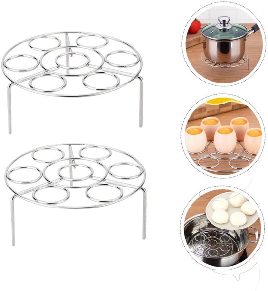 2-teiliger Eierdämpfereinsatz Aus Edelstahl, Multifunktional Für Instant Pot, Schnellkochtopf Und Wasserkocher Zum Dämpfen, Kühlen Und Backen – Silber