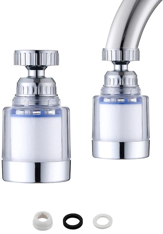 360° Drehbarer Wasserhahnfilter, Spülbecken-wasserfilter, 2-in-1-wasserfilter Und Wasserreiniger, Geeignet Für Küche Und Bad, Blau, 2er-pack