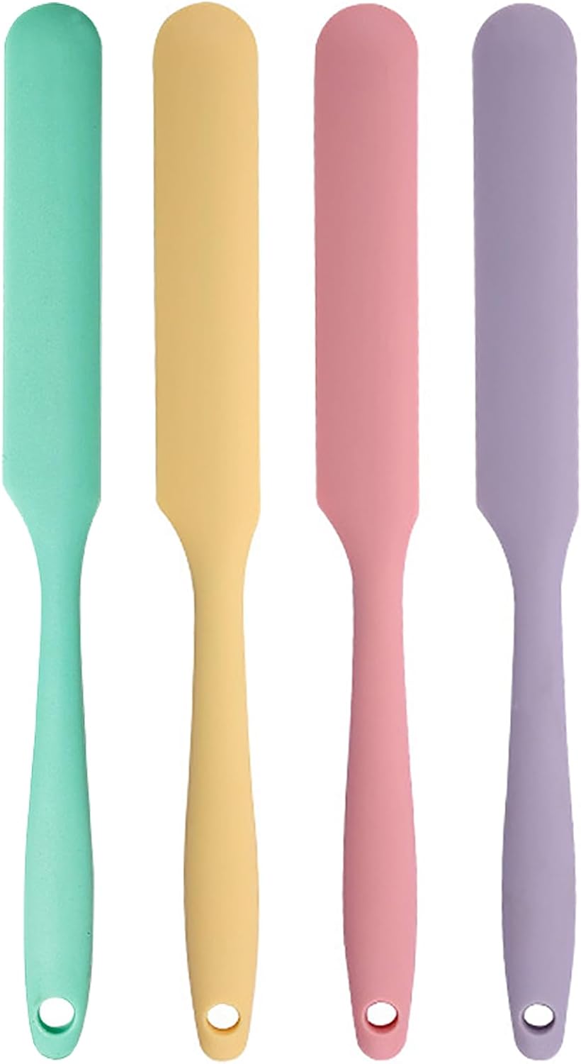 4-teiliges Silikon-einmachglas-spatel-set, Langer Griff, Sauerteigschaber, Schlanker Schaber Für Gläser, Flaschen Und Behälter, Antihaftbeschichtet, Hitzebeständig
