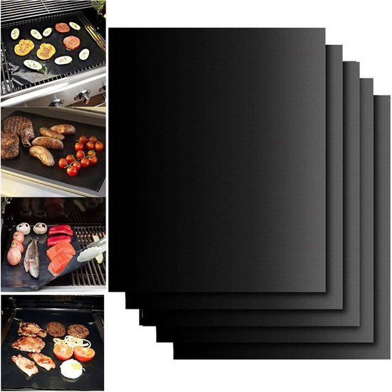 5er-pack Wiederverwendbare, Antihaftbeschichtete Teflon-grill-/backmatten (40 X 33 Cm)